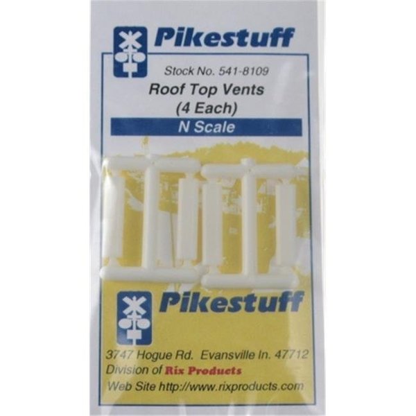 Pikestuff PikeStuff PKS8109 Roof Top Vents; Each 4 - N Scale Model Railroad Building PKS8109